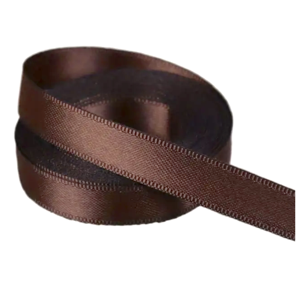 Ribbon - Double Polyester Satin - 10mm Wide - Hot Chocolate - 50cm