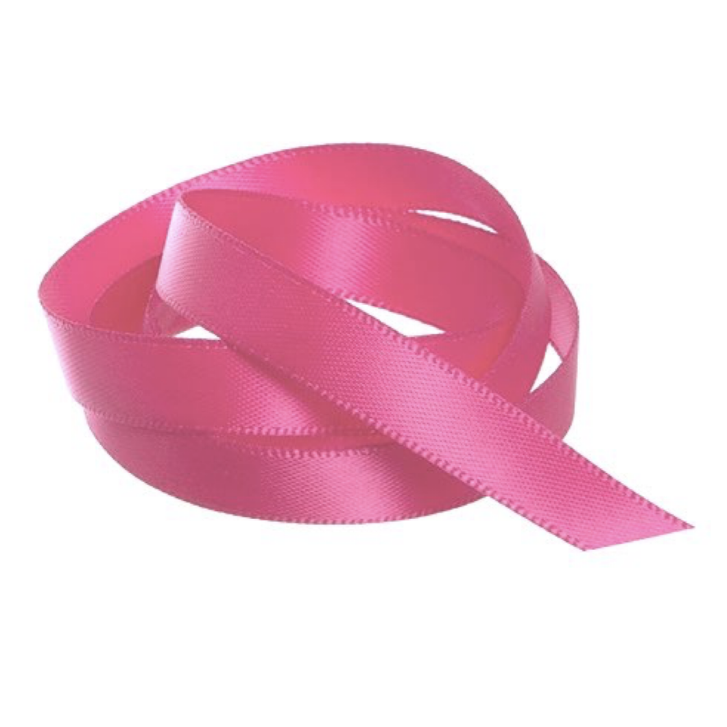 Ribbon - Double Polyester Satin - 10mm Wide - Hot Pink - 50cm