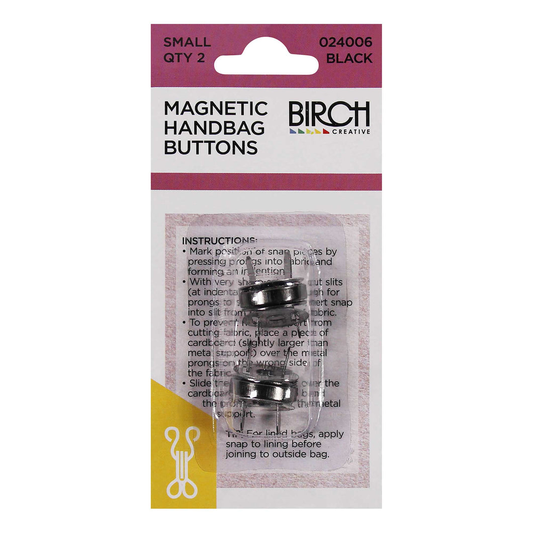 Magnetic Handbag Buttons - Small - 2 x Black