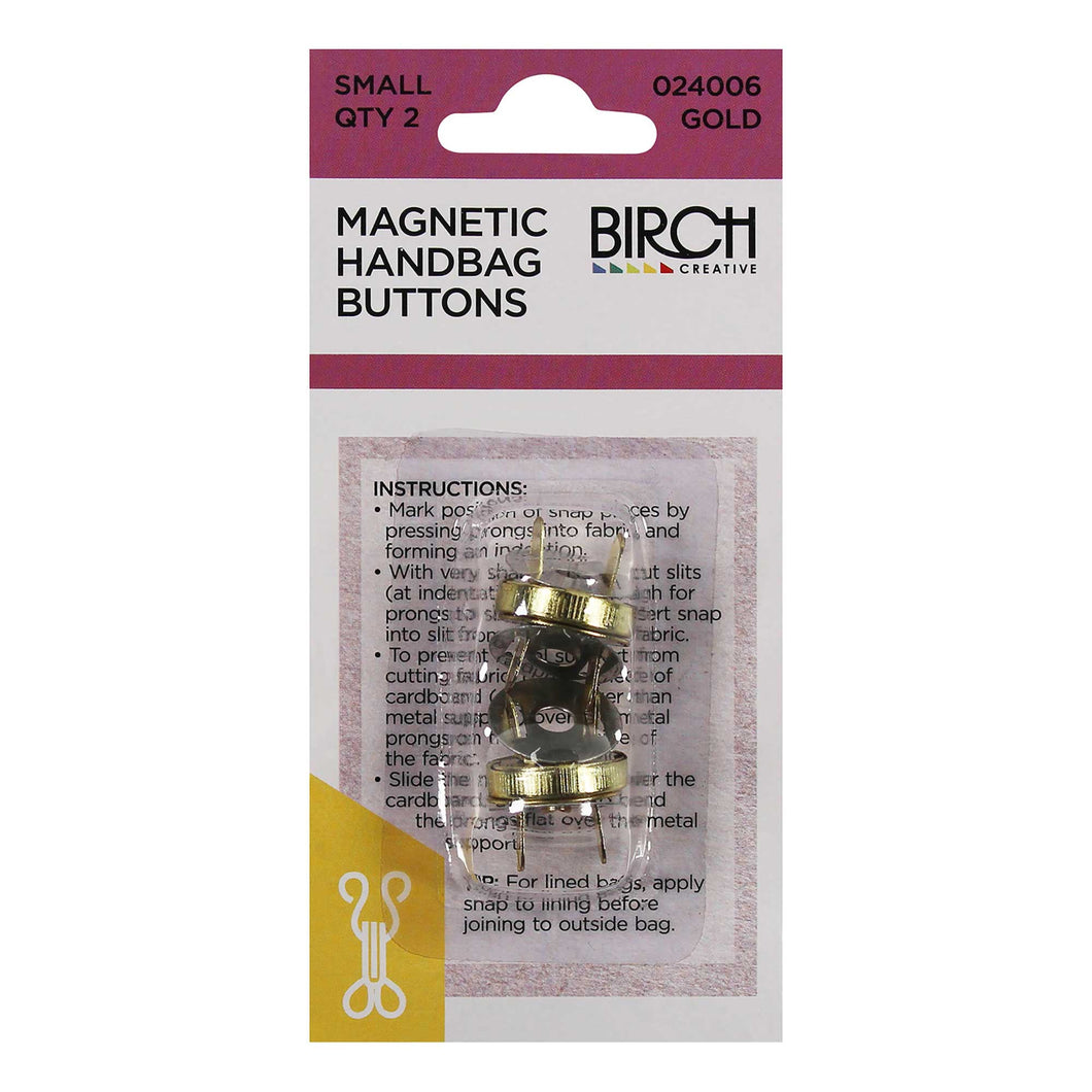 Magnetic Handbag Buttons - Small - 2 x Gold