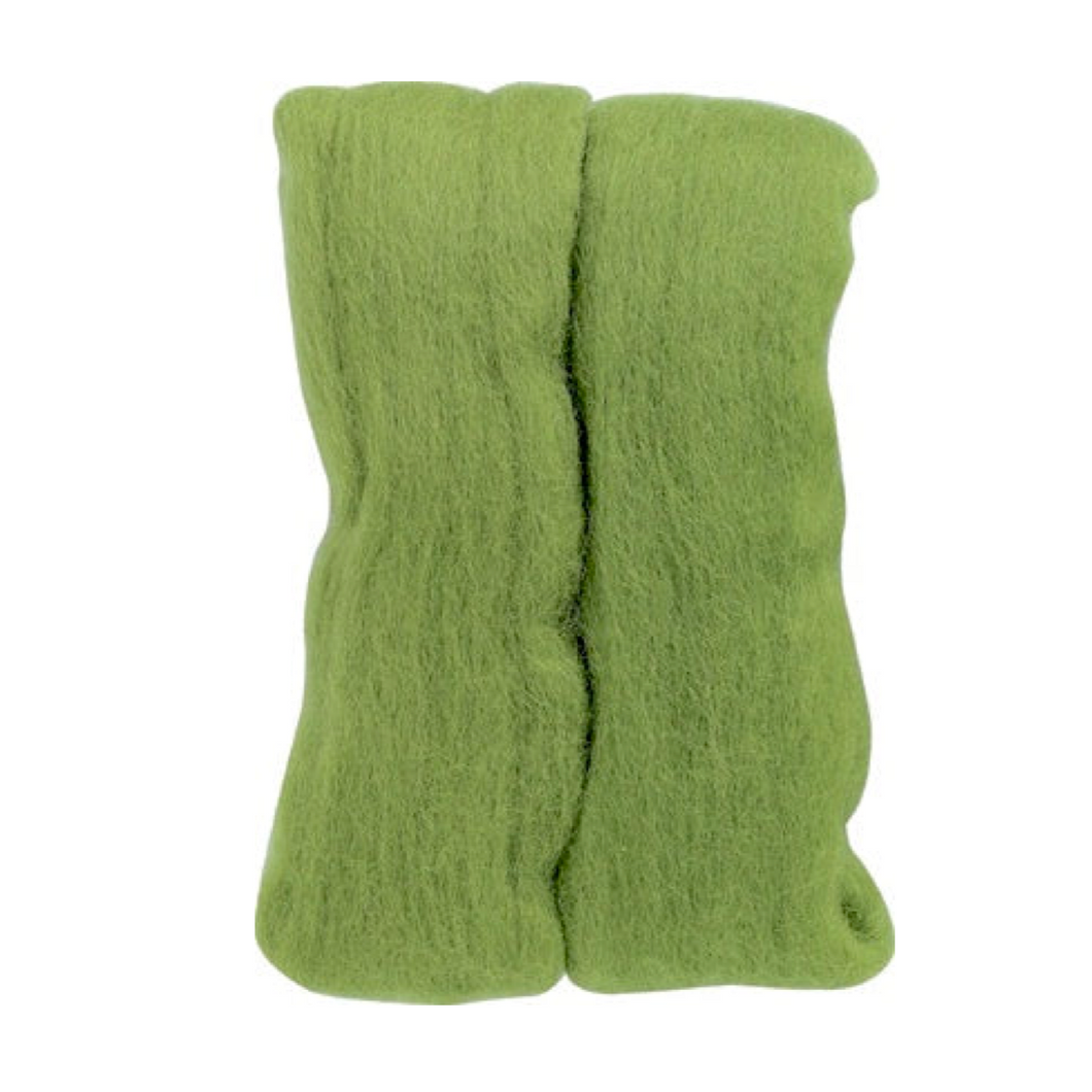 Natural Wool Roving - Moss Green