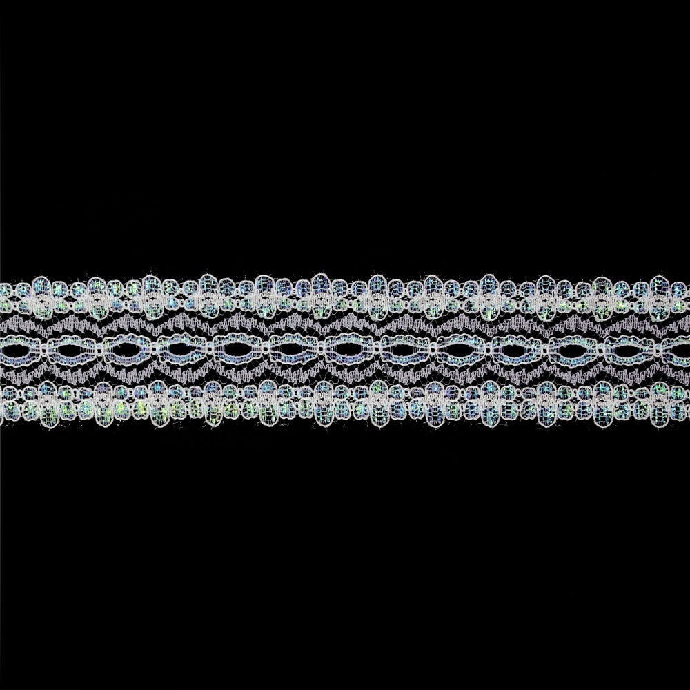 Eyelet Lace - Opal - 35mm Wide - Blue - 50cm