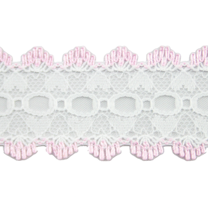 Eyelet Lace - 35mm Wide - Pink Edge - 50cm