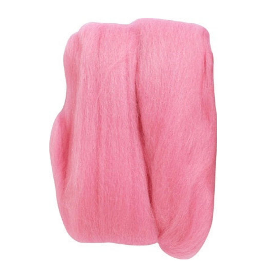 Natural Wool Roving - Pink