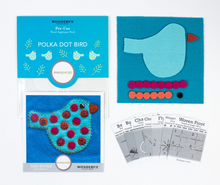 Load image into Gallery viewer, Pre-Cut Wool Appliqué Kit - Polka Dot Bird - Blue
