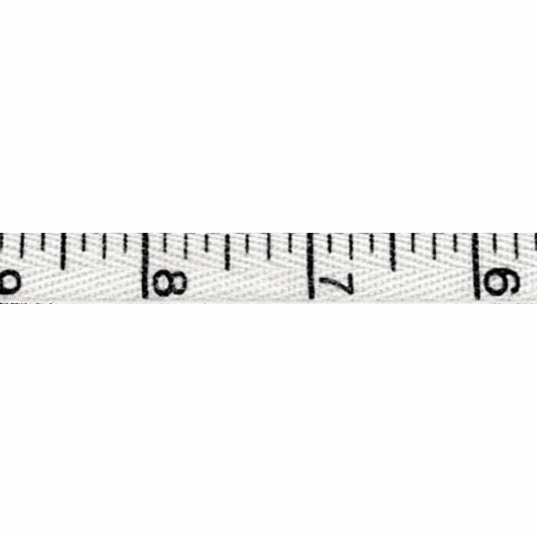 Printed Twill - Double-Sided Tape Measure - 6mm Wide - White - 50cm