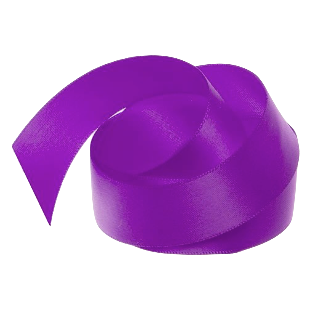 Ribbon - Double Polyester Satin - 25mm Wide - Purple - 50cm