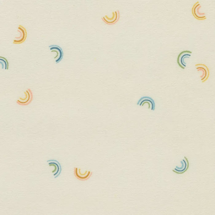 Cozy Cotton Flannel - Rainbows - Cream - 50cm