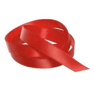 Ribbon - Double Polyester Satin - 10mm Wide - Red - 50cm