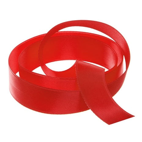 Ribbon - Double Polyester Satin - 15mm Wide - Red - 50cm