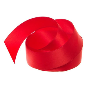 Ribbon - Double Polyester Satin - 25mm Wide - Red - 50cm