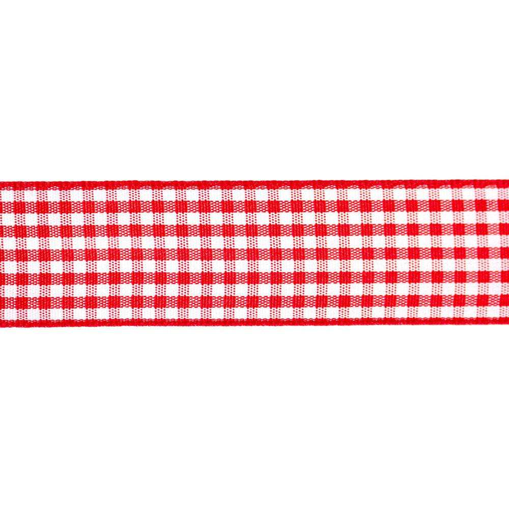 Ribbon - Gingham - 25mm Wide - Red - 50cm