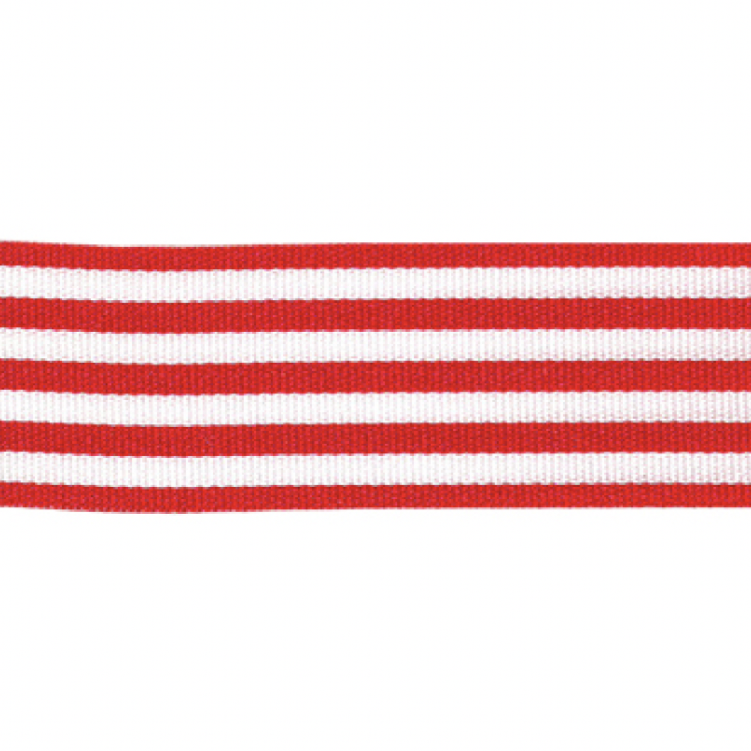 Ribbon - Stripes - Red / White - 50cm