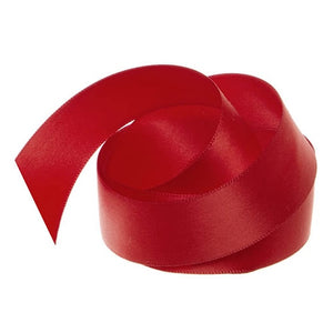 Ribbon - Double Polyester Satin - 25mm Wide - Rouge Red - 50cm