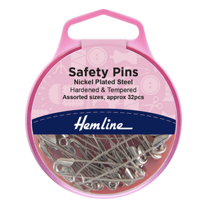 Safety Pins - Nickel Plated Steel - Assorted Sizes - Pack of 32