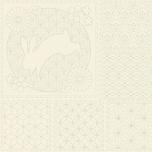 Sashiko Panel - Natural - 55% Linen 45% Cotton - 50cm