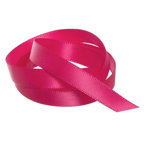 Ribbon - Double Polyester Satin - 10mm Wide - Shocking Pink - 50cm