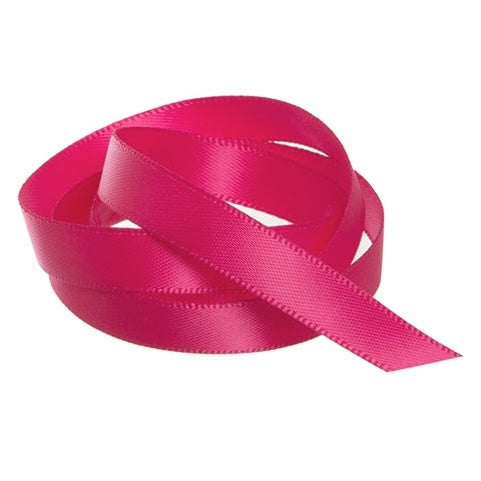 Ribbon - Double Polyester Satin - 10mm Wide - Shocking Pink - 50cm