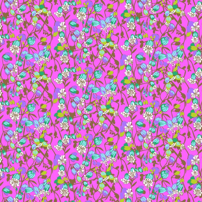 Floral pattern with small flowers on a pink background