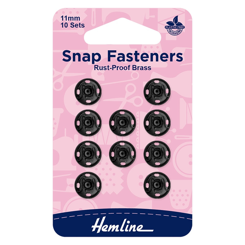 Snap Fasteners - Rust-Proof Brass - 11mm - Black