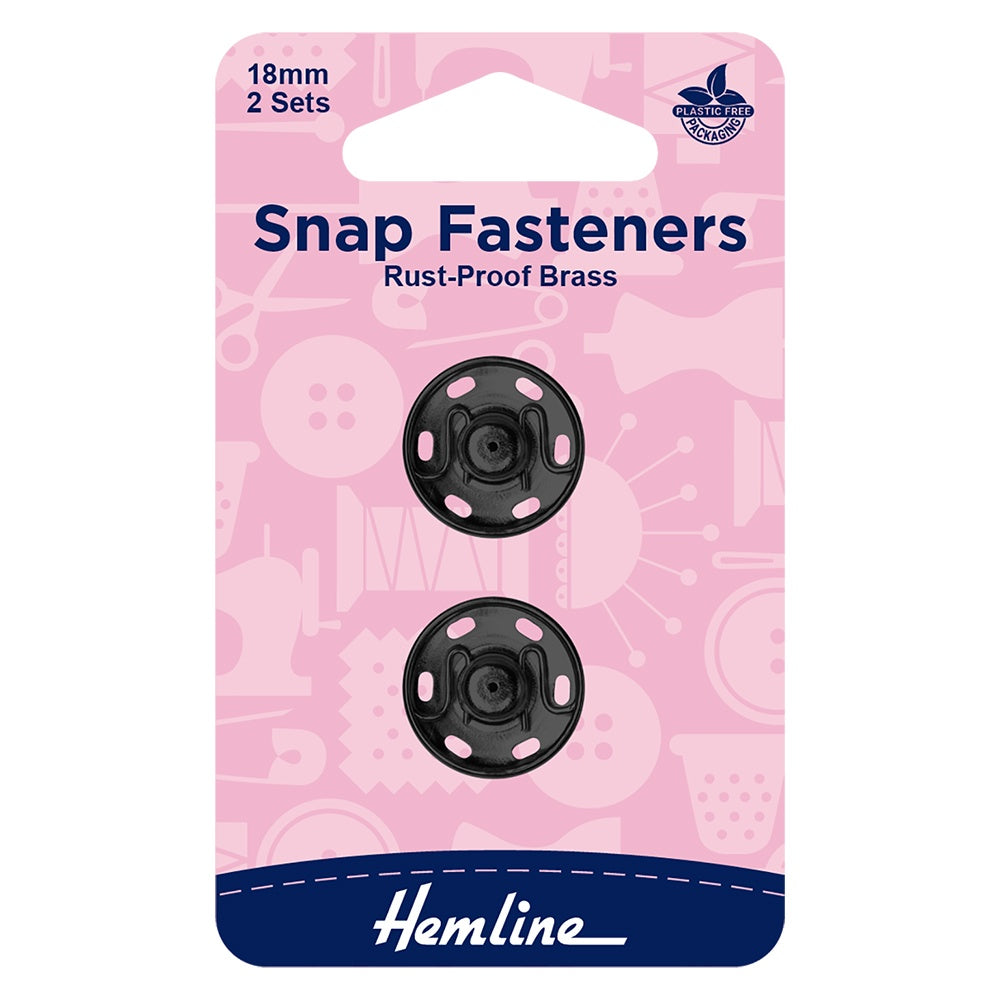 Snap Fasteners - Rust-Proof Brass - 18mm - Black