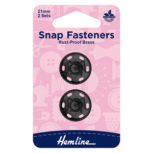 Snap Fasteners - Rust-Proof Brass - 21mm - Black