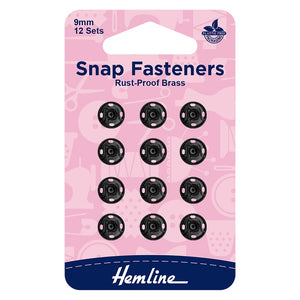 Snap Fasteners - Rust-Proof Brass - 9mm - Black