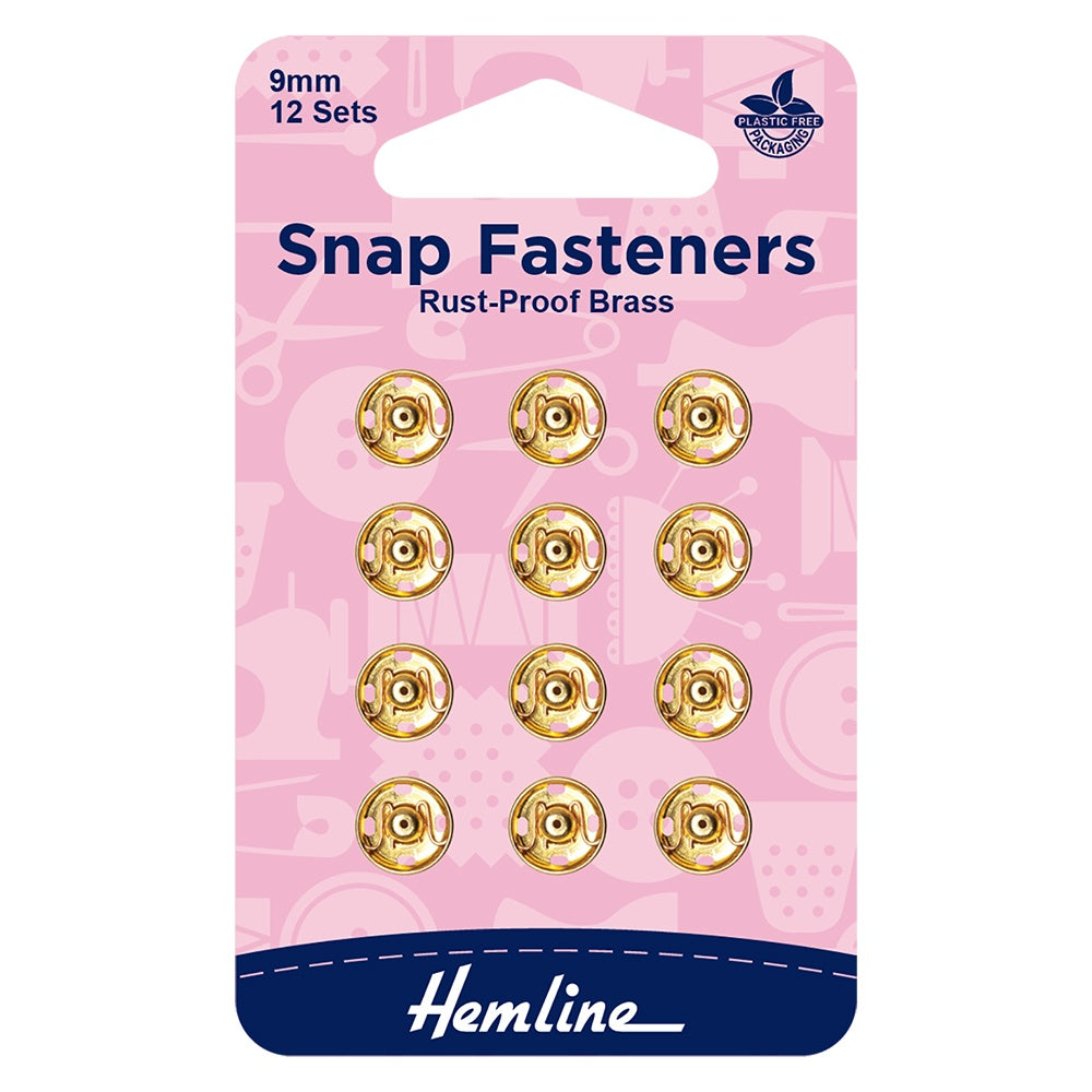 Snap Fasteners - Rust-Proof Brass - 9mm - Gold