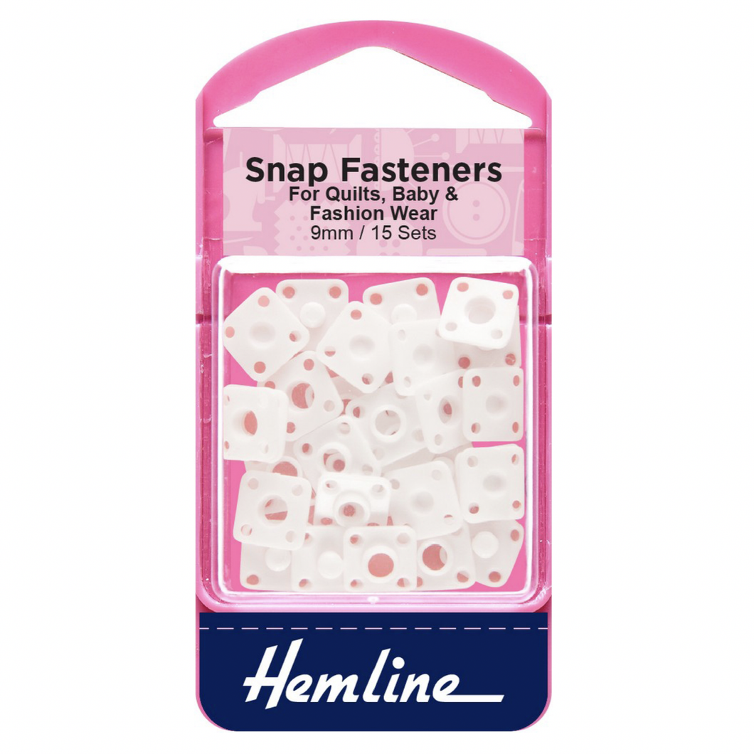 Snap Fasteners for Quilts, Baby & Fashion Wear - 9mm - White