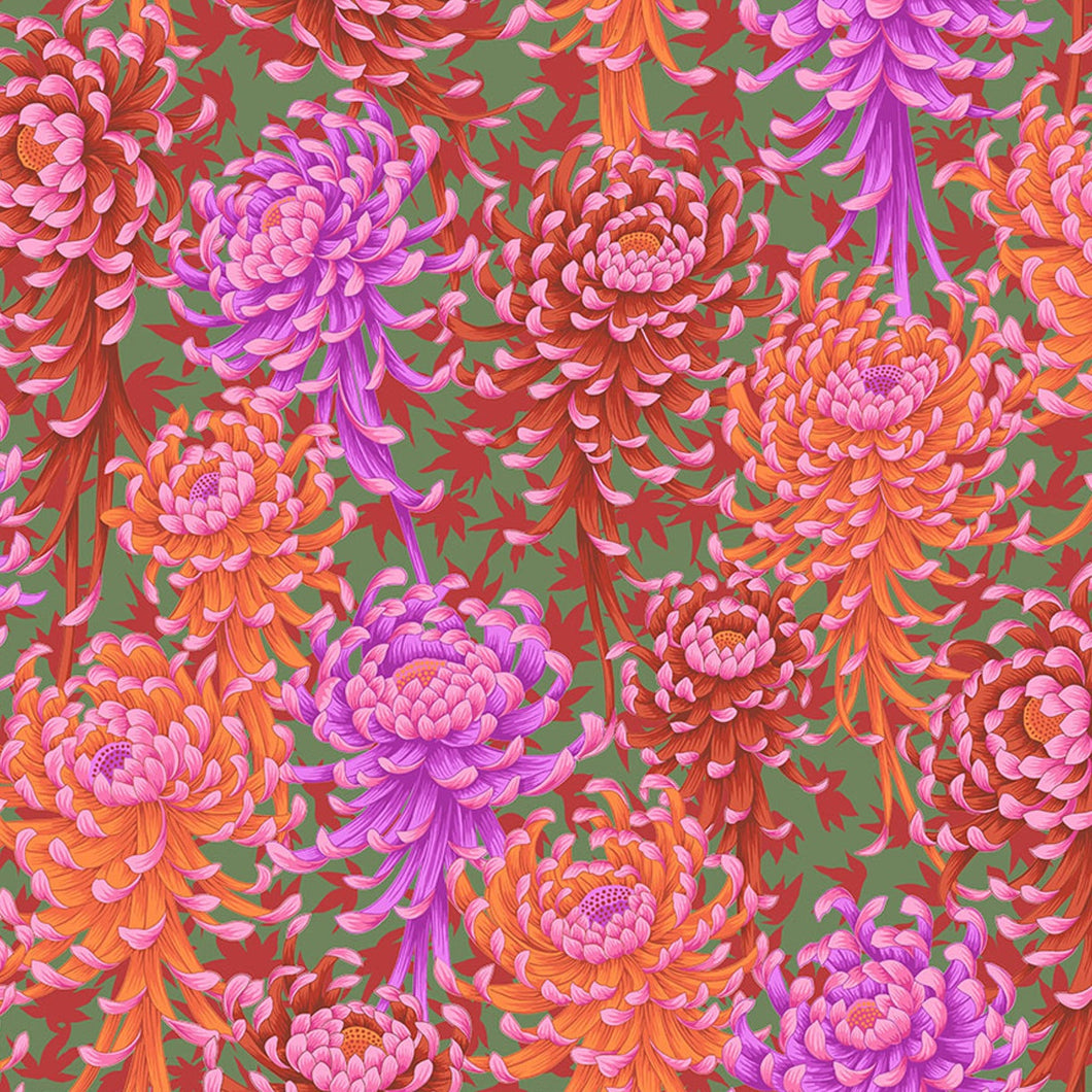 Kaffe Fassett Collective August 2025 - Spider Mums - Red - 50cm