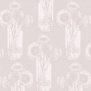 Decorative pattern of sunflowers on a light gray background