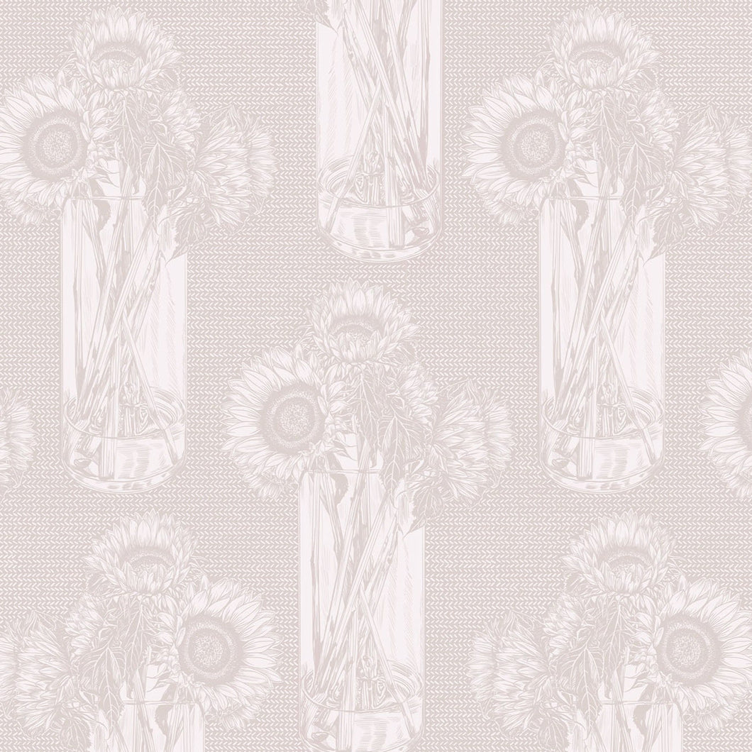 Decorative pattern of sunflowers on a light gray background