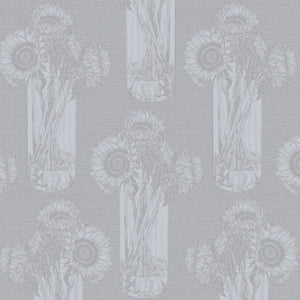 Patterned fabric with floral design on a gray background