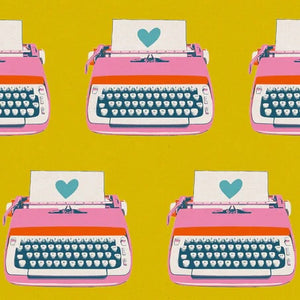 Best Day Ever - Typewriter - Golden - 70% Cotton 30% Linen - 50cm