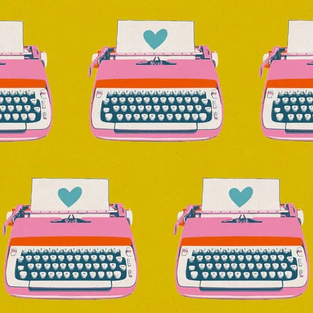 Best Day Ever - Typewriter - Golden - 70% Cotton 30% Linen - 50cm