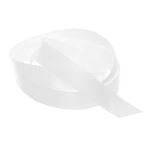 Ribbon - Double Polyester Satin - 10mm Wide - White - 50cm