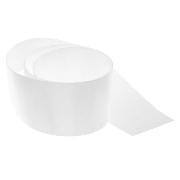 Ribbon - Double Polyester Satin - 50mm Wide - White - 50cm