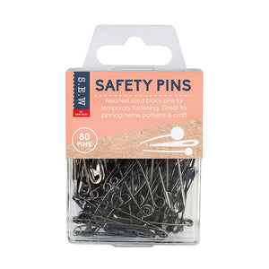 80 x Black Safety Pins
