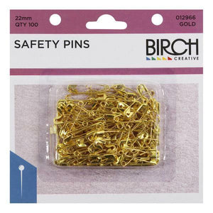 100 x Gold Safety Pins - 22mm