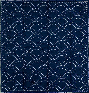 Sashiko Cloth - Navy - Seigaiha