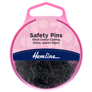50 x Black Safety Pins 23mm