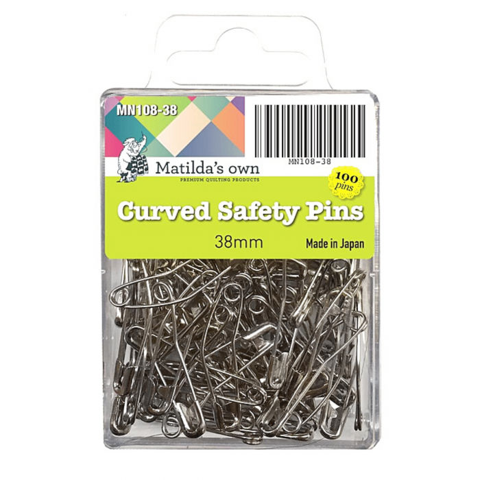 100 x Curved Safety Pins 38mm