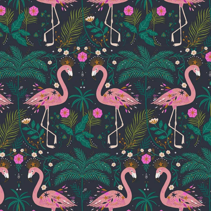 Jungle Luxe - Flamingo - Black - 50cm