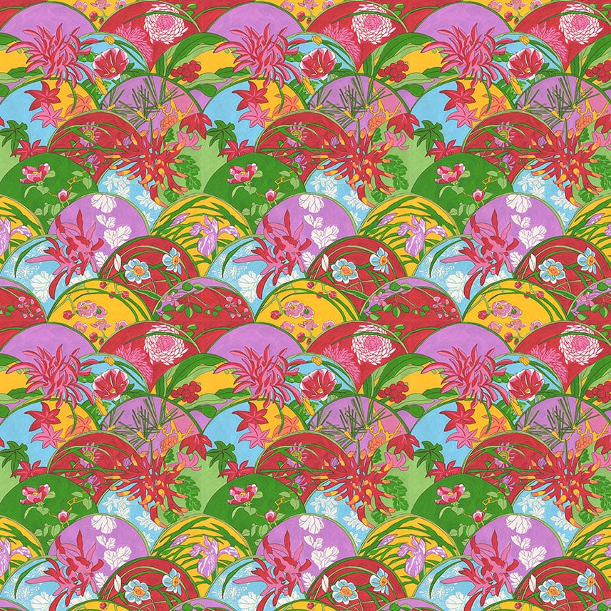 Temple Garden - Floral Fans - Multi - 50cm