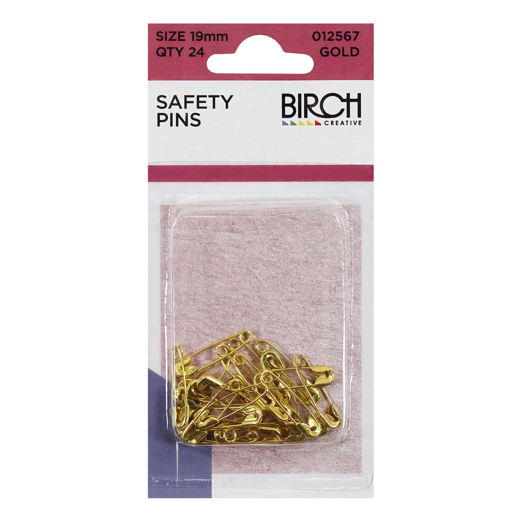 24 x Gold Safety Pins - 19mm