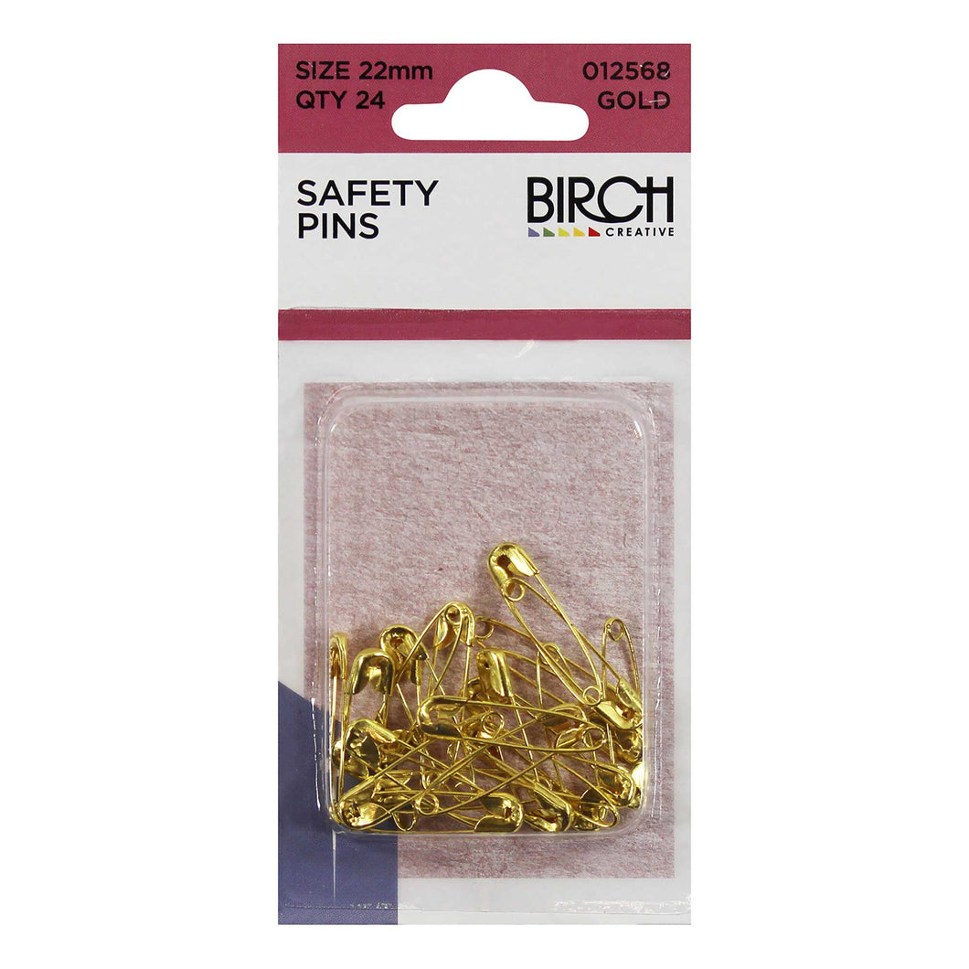 24 x Gold Safety Pins - 22mm