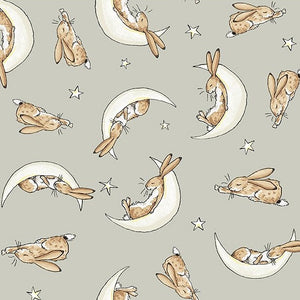 Guess How Much I Love You - Sleepy Hares - Taupe - Flannel - 50cm