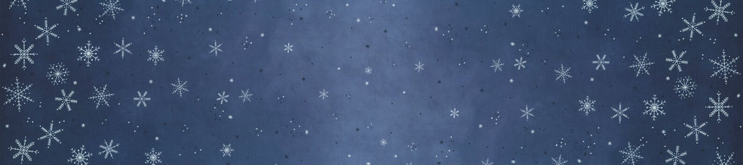 Ombre Flurries - Winter Snowflakes - Indigo - Metallic - 50cm