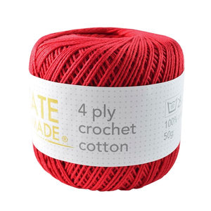 Crochet Cotton - Red - 4ply