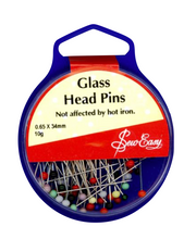 Load image into Gallery viewer, Glass Head Pins 34mm x 0.65mm
